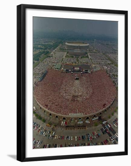 An Overhead Aerial View of the Crowd at Jfk Stadium-null-Framed Premium Photographic Print