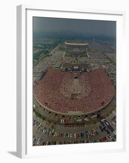 An Overhead Aerial View of the Crowd at Jfk Stadium-null-Framed Premium Photographic Print