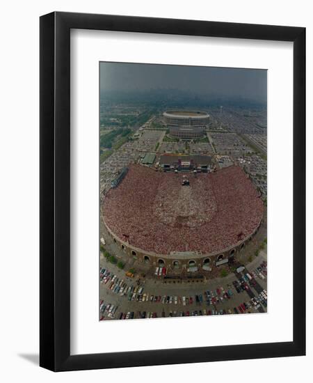 An Overhead Aerial View of the Crowd at Jfk Stadium-null-Framed Premium Photographic Print