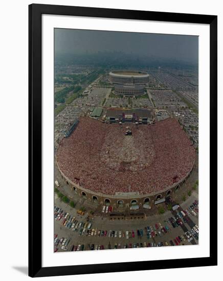 An Overhead Aerial View of the Crowd at Jfk Stadium-null-Framed Photographic Print