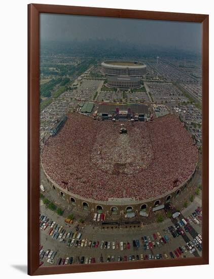 An Overhead Aerial View of the Crowd at Jfk Stadium-null-Framed Photographic Print