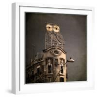 An Owl on a Roof in the City-Luis Beltran-Framed Photographic Print