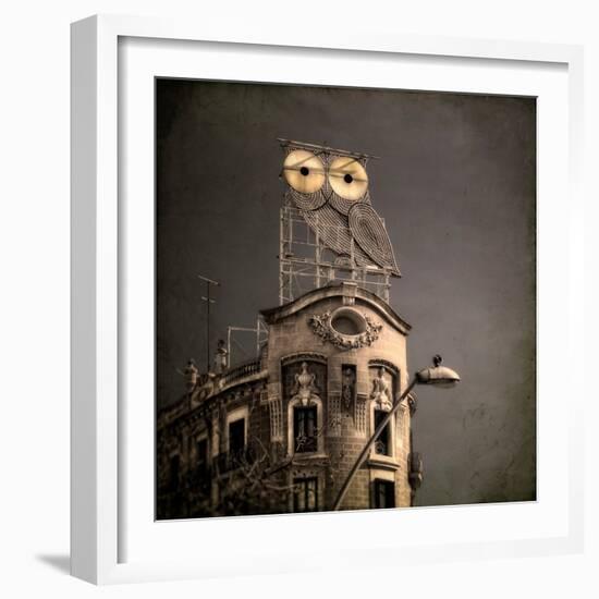 An Owl on a Roof in the City-Luis Beltran-Framed Photographic Print