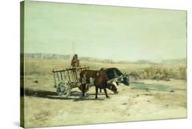 An Ox Cart in New Mexico-Charles Partridge Adams-Stretched Canvas