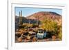 An rusted out car in the Sonoran Desert, Baja California, Mexico-Mark A Johnson-Framed Photographic Print