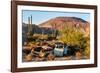 An rusted out car in the Sonoran Desert, Baja California, Mexico-Mark A Johnson-Framed Photographic Print