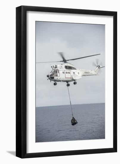 An SA-330 Puma Transport Helicopter Moves Cargo During a Vertical Replenishment-null-Framed Photographic Print