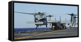 An Sh-60 Sea Hawk Lands on the Flight Deck Aboard USS Bataan-null-Framed Stretched Canvas