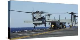 An Sh-60 Sea Hawk Lands on the Flight Deck Aboard USS Bataan-null-Stretched Canvas