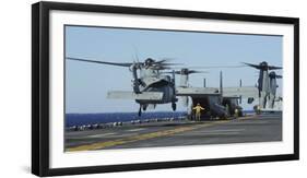An Sh-60 Sea Hawk Lands on the Flight Deck Aboard USS Bataan-null-Framed Photographic Print