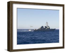 An Sh-60R Sea Hawk Helicopter Lands on the Flight Deck of USS Ramage-null-Framed Photographic Print