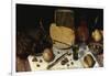 An Uitgestald Still Life of Grapes and Cheese on Pewter Plates?-Floris van Dijck-Framed Giclee Print