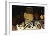 An Uitgestald Still Life of Grapes and Cheese on Pewter Plates?-Floris van Dijck-Framed Giclee Print