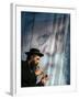 An Ultra-Orthodox Jewish Man Plays a Flute-null-Framed Photographic Print