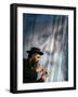 An Ultra-Orthodox Jewish Man Plays a Flute-null-Framed Photographic Print