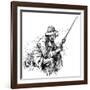 An Unhurried Old Man Sits on the Bank Pipe in Mouth and Rod in Hand for a Spot of Fishing-null-Framed Art Print