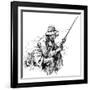 An Unhurried Old Man Sits on the Bank Pipe in Mouth and Rod in Hand for a Spot of Fishing-null-Framed Art Print