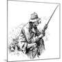 An Unhurried Old Man Sits on the Bank Pipe in Mouth and Rod in Hand for a Spot of Fishing-null-Mounted Art Print
