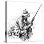 An Unhurried Old Man Sits on the Bank Pipe in Mouth and Rod in Hand for a Spot of Fishing-null-Stretched Canvas