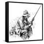 An Unhurried Old Man Sits on the Bank Pipe in Mouth and Rod in Hand for a Spot of Fishing-null-Framed Stretched Canvas