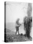 An Unidentified Australian Artillery Driver Cleaning Mud from His Team's Harness in a Billet Near M-null-Stretched Canvas