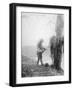 An Unidentified Australian Artillery Driver Cleaning Mud from His Team's Harness in a Billet Near M-null-Framed Photographic Print