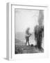 An Unidentified Australian Artillery Driver Cleaning Mud from His Team's Harness in a Billet Near M-null-Framed Photographic Print