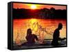 An Unidentified Couple Splashes in Lake Wandlitz Near Berlin on a Warm Evening-null-Framed Stretched Canvas