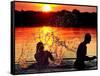 An Unidentified Couple Splashes in Lake Wandlitz Near Berlin on a Warm Evening-null-Framed Stretched Canvas