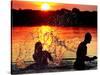 An Unidentified Couple Splashes in Lake Wandlitz Near Berlin on a Warm Evening-null-Stretched Canvas