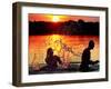 An Unidentified Couple Splashes in Lake Wandlitz Near Berlin on a Warm Evening-null-Framed Premium Photographic Print