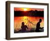 An Unidentified Couple Splashes in Lake Wandlitz Near Berlin on a Warm Evening-null-Framed Photographic Print