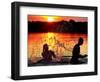 An Unidentified Couple Splashes in Lake Wandlitz Near Berlin on a Warm Evening-null-Framed Photographic Print