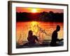 An Unidentified Couple Splashes in Lake Wandlitz Near Berlin on a Warm Evening-null-Framed Photographic Print