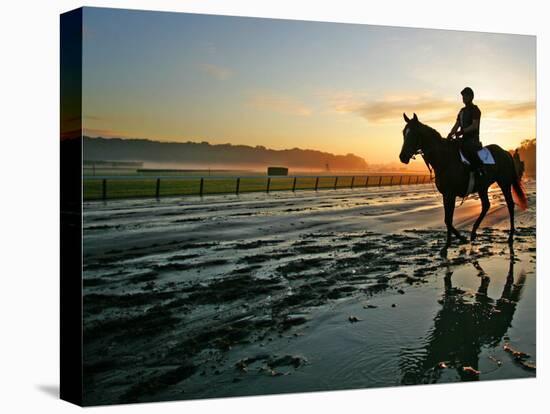 An Unidentified Horse and Rider on the Track at Belmont Park in Elmont, New York, June 9, 2006-Ed Betz-Stretched Canvas