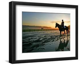 An Unidentified Horse and Rider on the Track at Belmont Park in Elmont, New York, June 9, 2006-Ed Betz-Framed Photographic Print