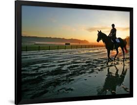 An Unidentified Horse and Rider on the Track at Belmont Park in Elmont, New York, June 9, 2006-Ed Betz-Framed Photographic Print