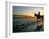 An Unidentified Horse and Rider on the Track at Sunrise at Belmont Park-null-Framed Photographic Print