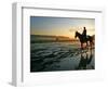 An Unidentified Horse and Rider on the Track at Sunrise at Belmont Park-null-Framed Photographic Print