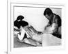 An Unidentified Japanese Tattoo Artist Works on a Woman's Backside-null-Framed Photographic Print