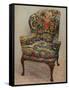 An upholstered armchair with wings, carved walnut frame and original silk needlework covering-Unknown-Framed Stretched Canvas