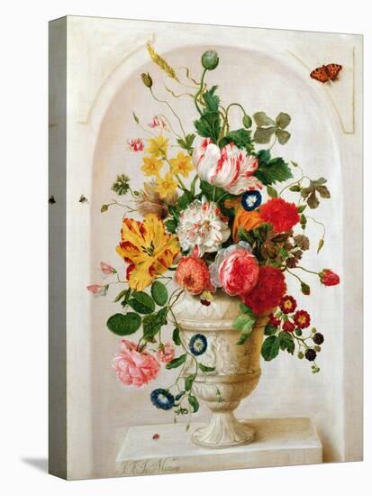 An Urn of Flowers in an Alcove-Jan Frans Josephus Mertens-Stretched Canvas