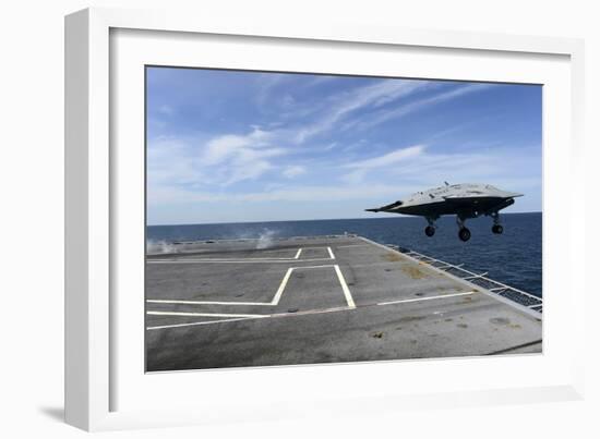 An X-47B Unmanned Combat Air System Launches from USS George H.W. Bush-null-Framed Photographic Print