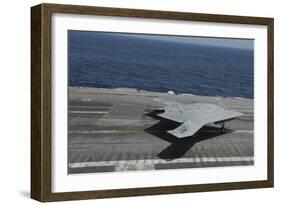 An X-47B Unmanned Combat Air System Makes an Arrested Landing-null-Framed Photographic Print