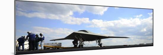 An X-47B Unmanned Combat Air System on the Flight Deck of USS George H.W. Bush-null-Mounted Photographic Print