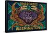 Anacortes, Washington - Dungeness Crab Mosaic-Lantern Press-Framed Stretched Canvas