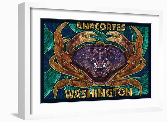 Anacortes, Washington - Dungeness Crab Mosaic-Lantern Press-Framed Art Print