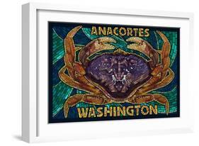 Anacortes, Washington - Dungeness Crab Mosaic-Lantern Press-Framed Art Print