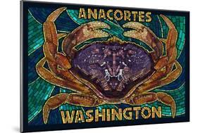 Anacortes, Washington - Dungeness Crab Mosaic-Lantern Press-Mounted Art Print