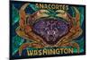 Anacortes, Washington - Dungeness Crab Mosaic-Lantern Press-Mounted Art Print